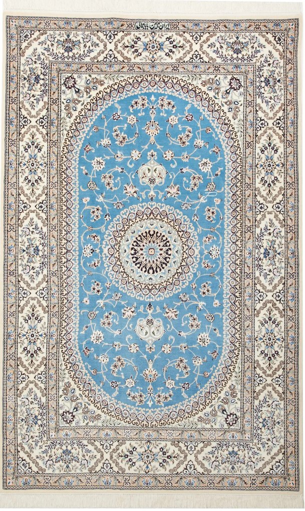 Nain Tappeto 200 x 130 Blu (Iran) Annodato A Mano