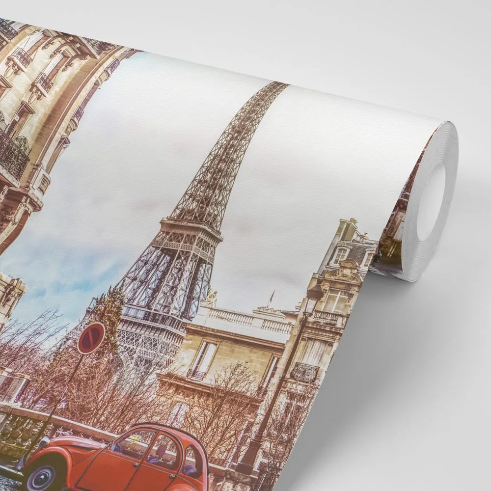 Carta da parati – Vista sulla Torre Eiffel da una strada di Parigi