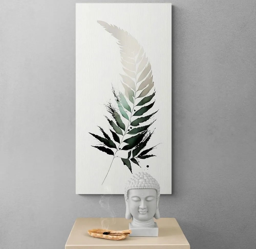 Quadro su tela – Foglia di felce con un tocco di minimalismo