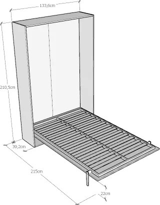 Letto a scomparsa verticale una piazza e mezza 120 cm KENTARO Noce