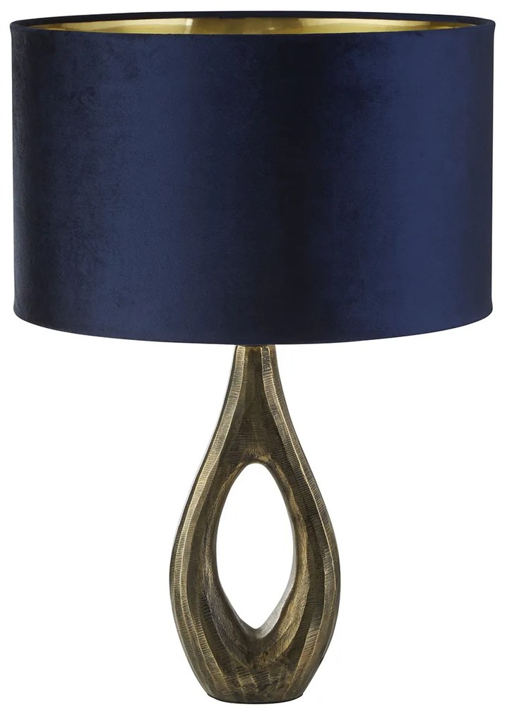 Lampada Da Scrivania Contemporanea Bucklow Ottone Tessuto Blu 1 Luce E27