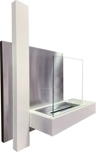 Camino a bioetanolo biocamino da parete VIENNA bianco L65 x H75 x P23