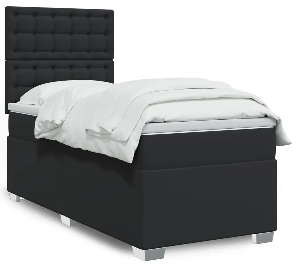 Giroletto A Molle Con Materasso Nero 100x200 Cm İn Similpelle /
