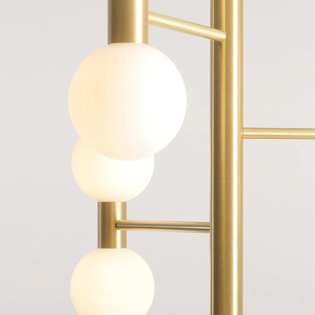 ALDEX Lampada a sospensione Flare, a 7 luci, ottone/bianco opalino, vetro