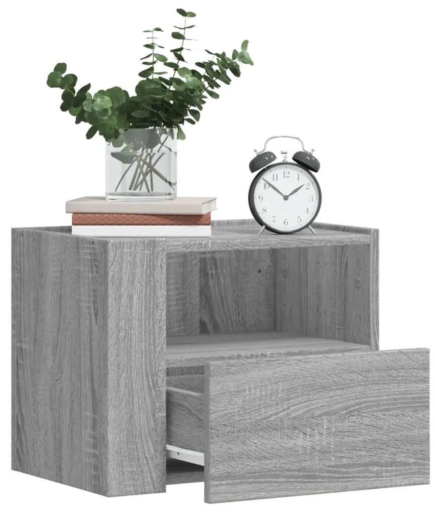 Comodini A Muro 2 Pz Grigio Sonoma 45x30x35 Cm /
