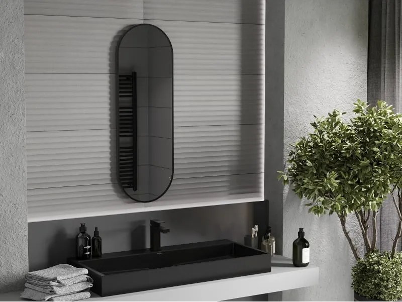 Mexen Loft specchio da bagno ovale 100 x 35 cm, cornice nera - 9851-100-035-000-70