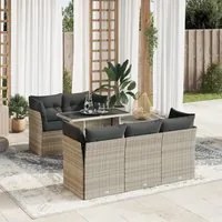 Set Divano da Giardino 6pz con Cuscini Grigio Chiaro Polyrattan 3326103