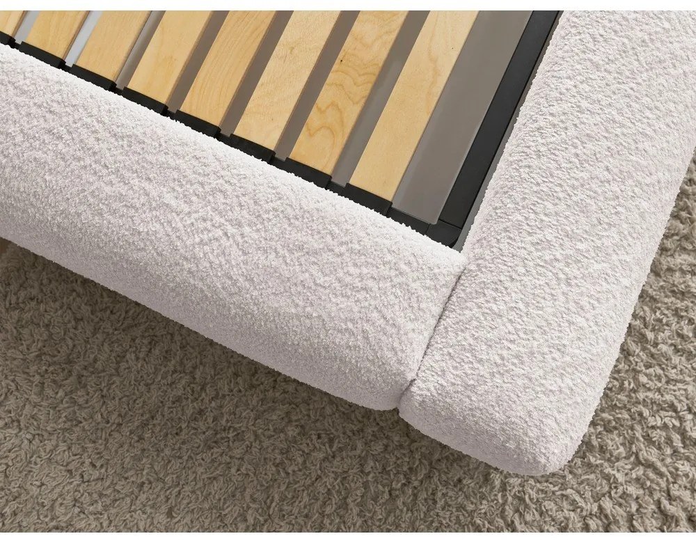 Letto matrimoniale bianco imbottito con spazio contenitivo con rete inclusa 160x200 cm Orlane – Bobochic Paris