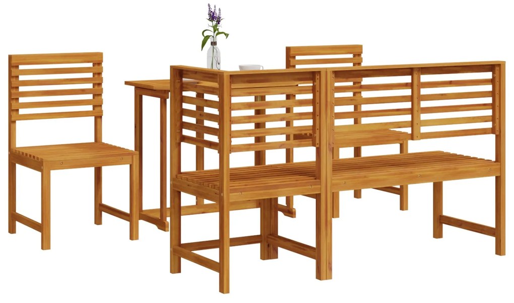 Set da pranzo in legno massello di acacia da 5 pezzi