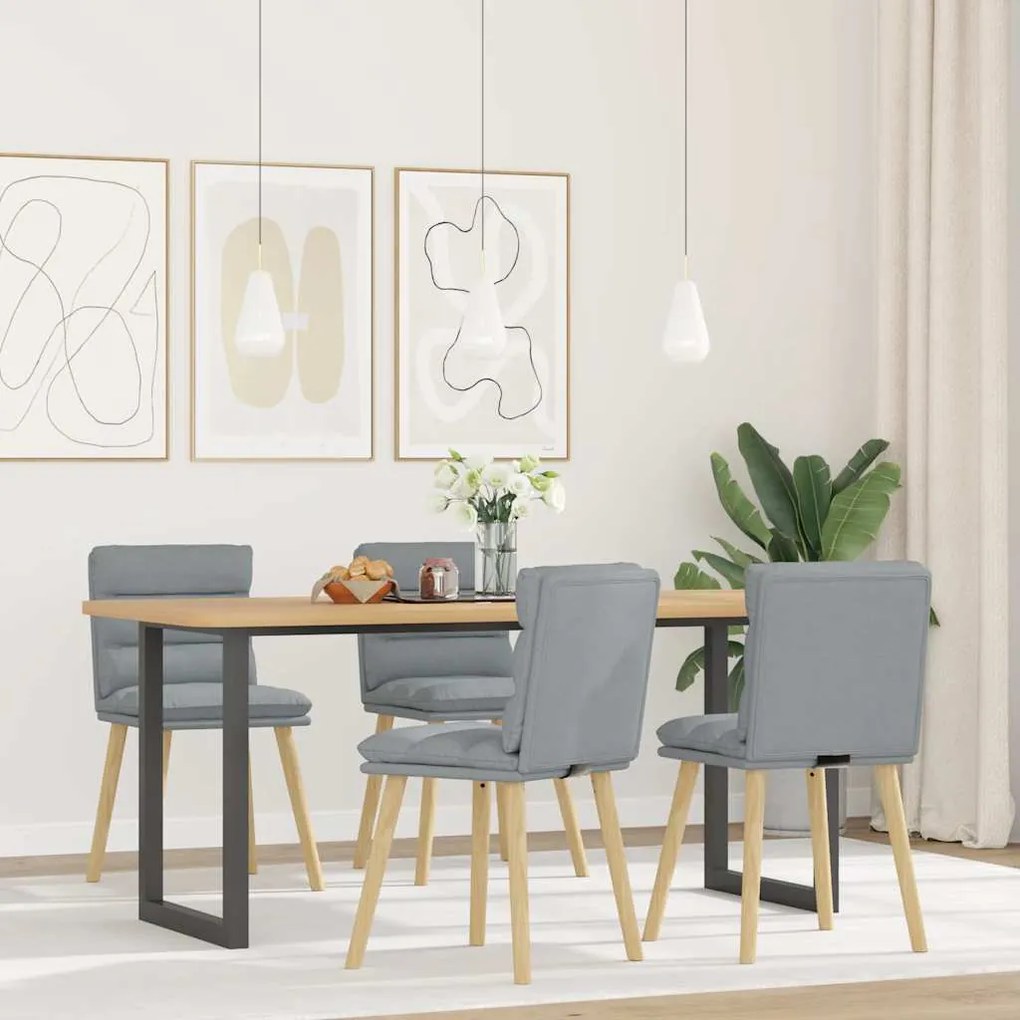 Sedie Da Pranzo 4 Pz Grigio Chiaro İn Tessuto /