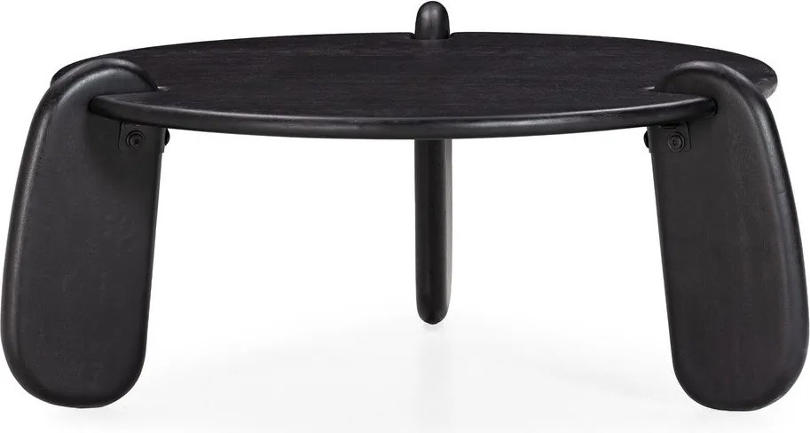 Tavolino da salotto rotondo nero in mango massiccio ø 80 cm Tamira – MOME