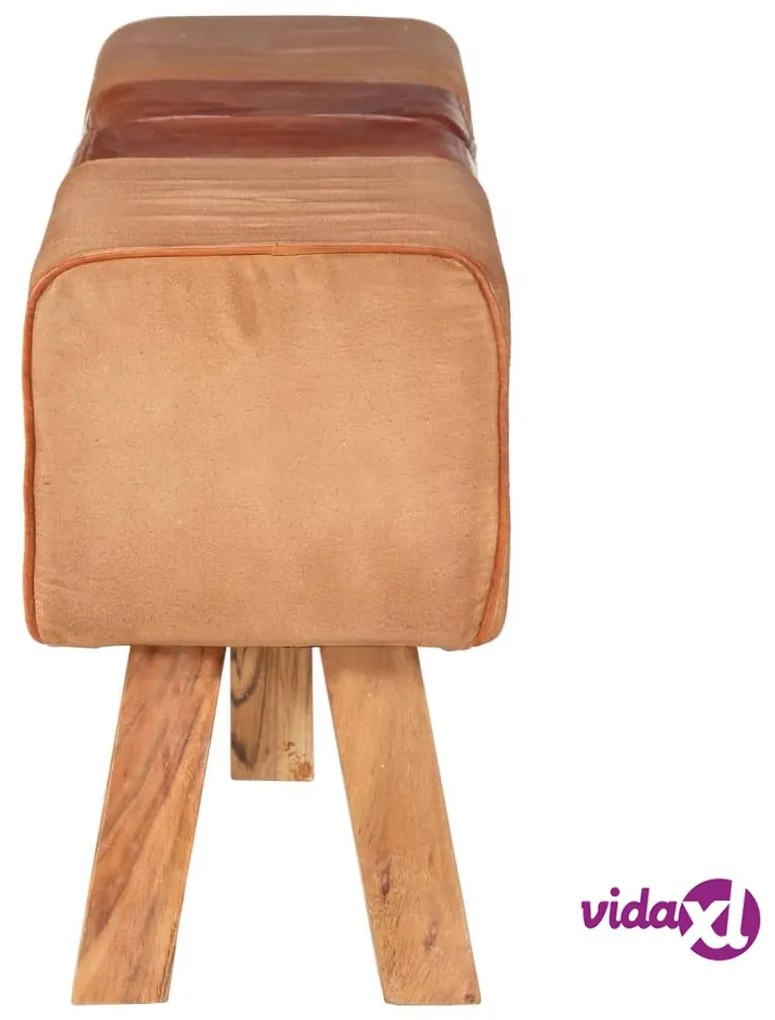vidaXL Panca per Esercizi Marrone 160 cm in Vera Pelle e Tela