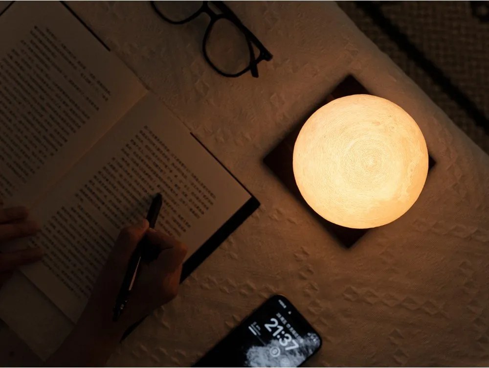 Decorazione luminosa marrone scuro con ricarica USB ø 12 cm Smart LunaSpin – Gingko