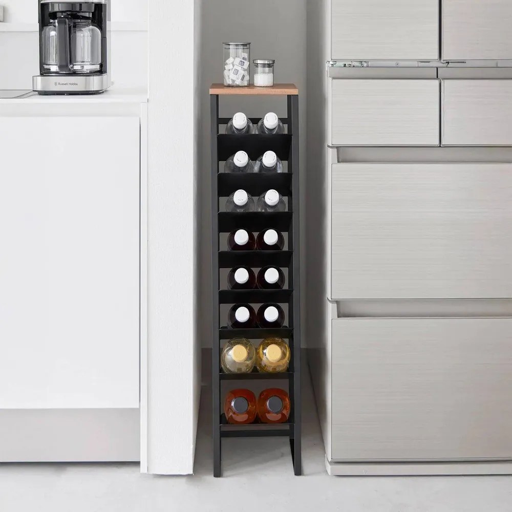 Portabottiglie nero in metallo numero di bottiglie 16 20x88,5x19 cm Tower – YAMAZAKI