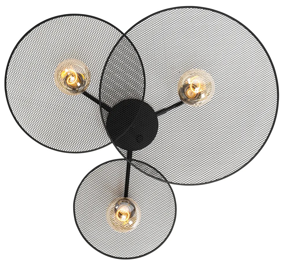 Applique da parete di design nera con griglia 3 luci - Jane