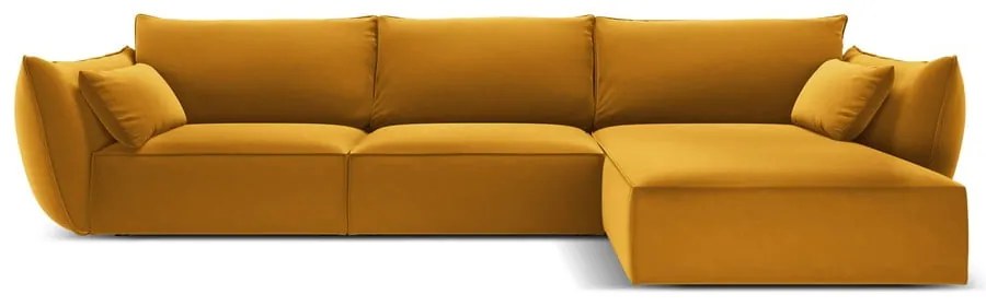 Divano angolare color senape (con penisola a destra/con chaise lounge) con rivestimento in velluto Vanda – Mazzini Sofas