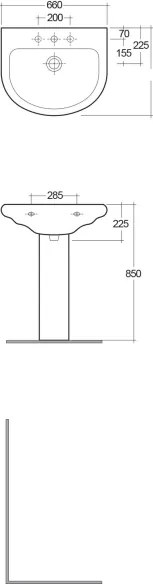 Lavabo 65 cm con colonna Orient RAK Ceramics ORWB00001