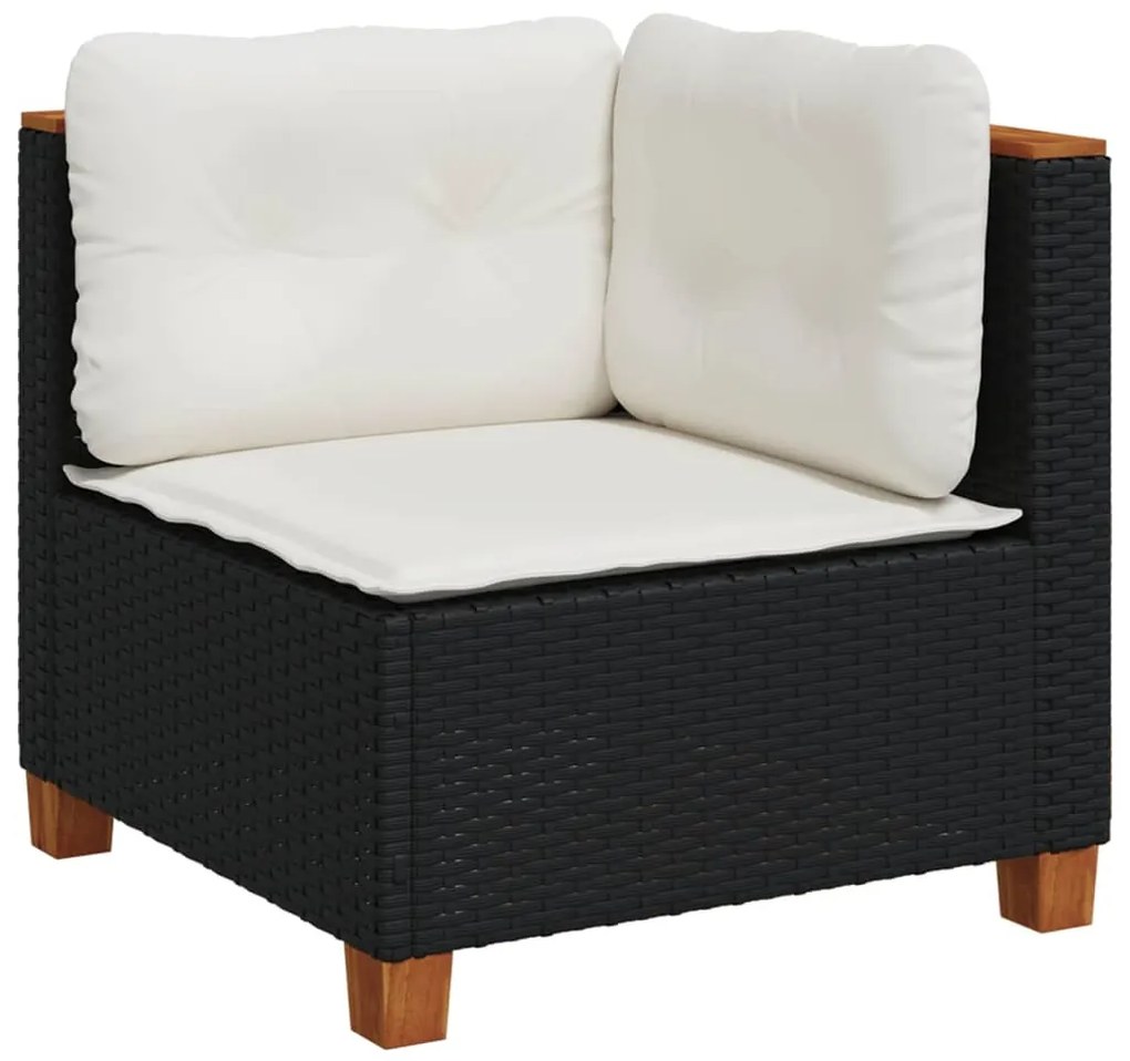 Set divani da giardino 11 pz con cuscini in polyrattan nero