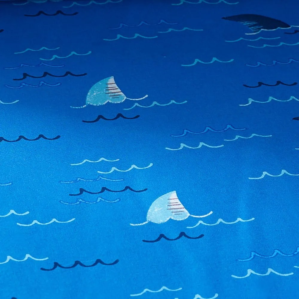 Lenzuolo con angoli per bambini blu per letto matrimoniale 135x190 cm Jawsome Shark – Catherine Lansfield