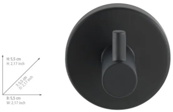 WENKO 24232100-Gancio BOSIO BLACK 5,5x5,5 cm in acciaio inossidabile/argento