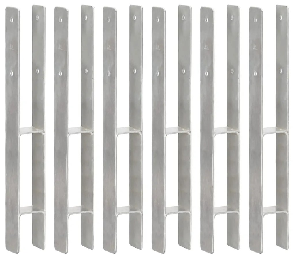 Picchetti Per Recinzione 6 Pz Argento 7x6x60 Cm Acciaio Zincato /