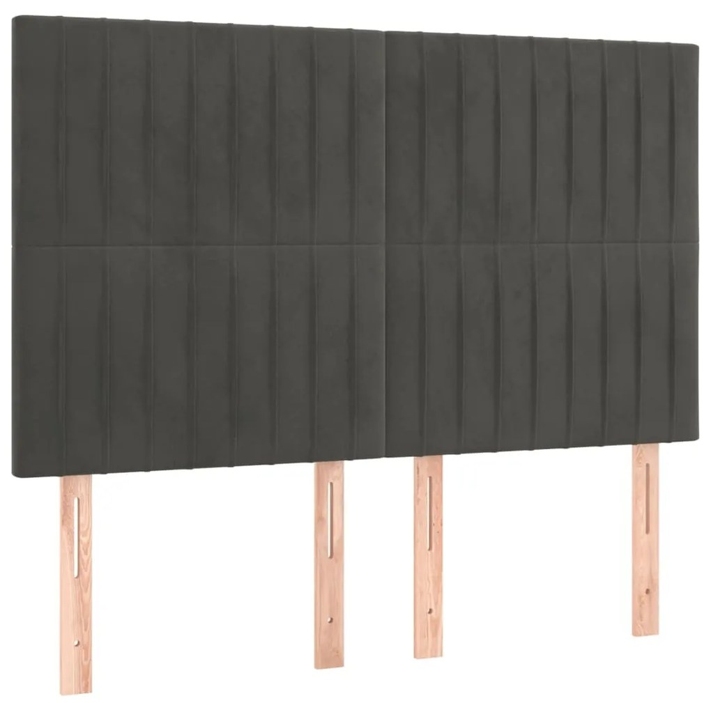 Testiere 4 pz grigio scuro 72x5x78/88 cm in velluto