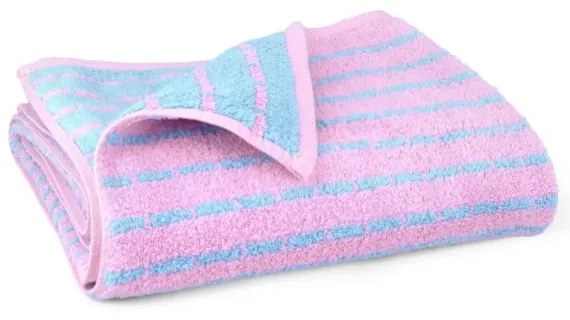 Asciugamano tipo terry blu/rosa in misto bambù 50x100 cm Nuance – JUNA
