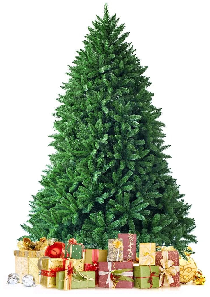 Costway Albero di Natale 150 cm con 600 rami, Abete artificiale con base di metallo resistente