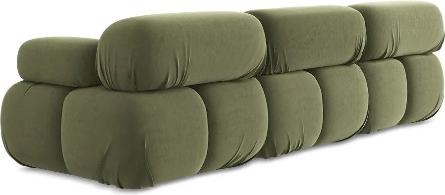 Divano componibile verde chiaro con rivestimento in velluto 285 cm Lokua – Makamii