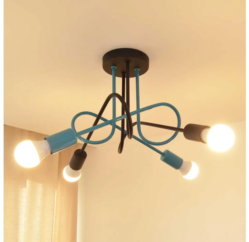 Lampadario a plafone OXFORD 4xE27/15W/230V nero/turchese