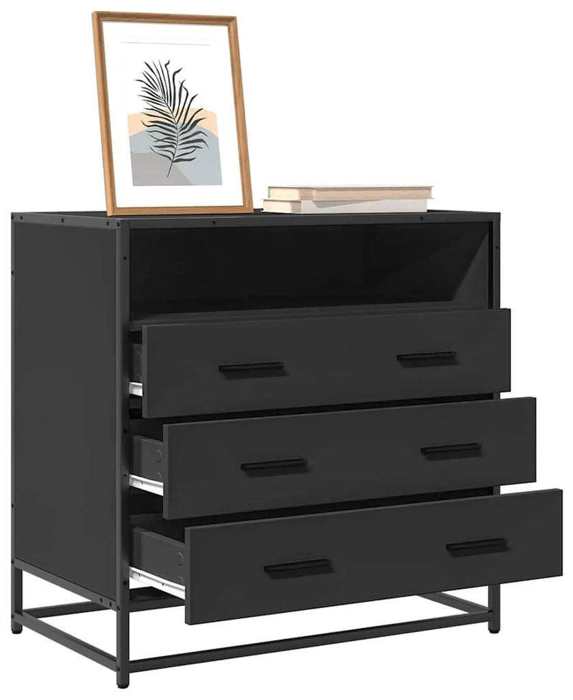 Cassettiera Nera 70x41x70 Cm İn Legno Multistrato /