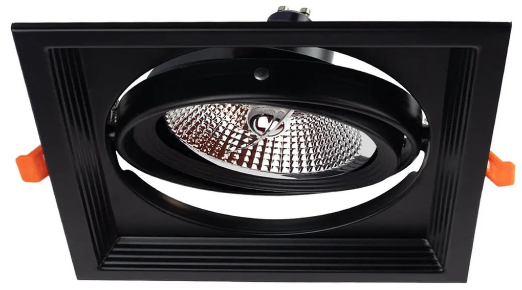 Faro da Incasso Orientabile Nero - 1 lampada AR111 Foro 165x165mm