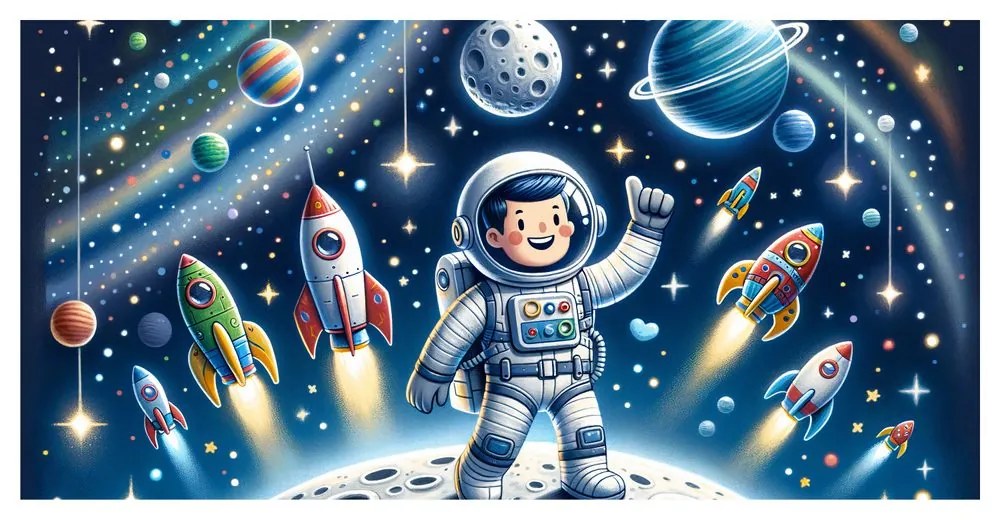 Quadro su tela – Avventura galattica per un piccolo eroe