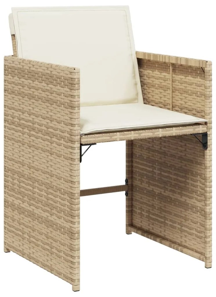 Set da pranzo da giardino 13 pz con cuscini beige in polyrattan