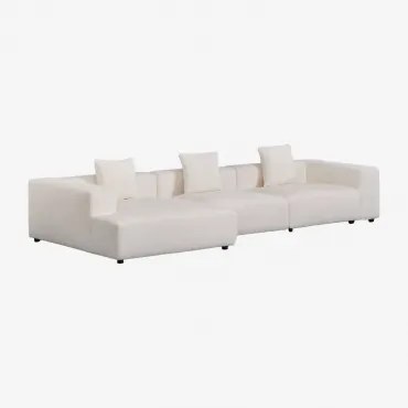 Divano Componibile Chaise Longue Sinistra 3 Pezzi (↔︎375 Cm) Bruna Bouclé Blanco - Sklum