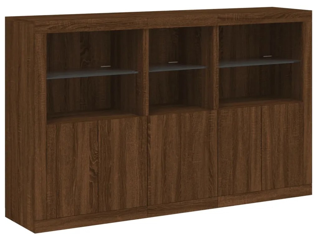 Credenza con luci led rovere marrone 162x37x100 cm