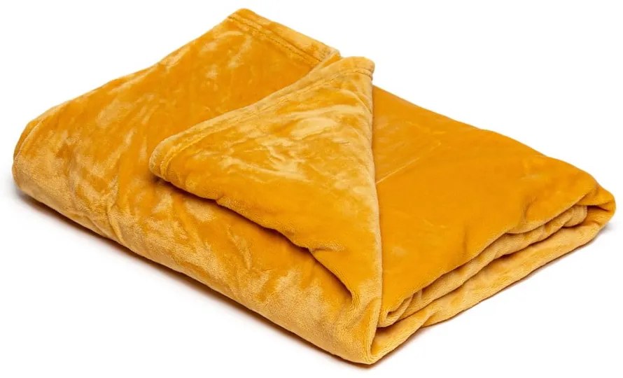 Coperta in micropile giallo miele , 150 x 200 cm - My House