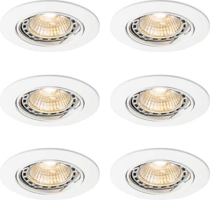 Set di 6 faretti da incasso moderni bianchi orientabili GU10 50mm - Edu