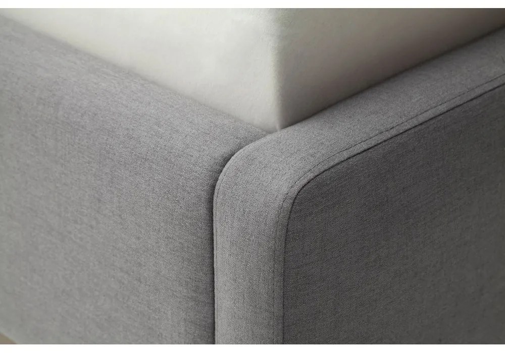 Letto matrimoniale imbottito grigio con contenitore con rete inclusa 140x200 cm Mattis – Meise Möbel