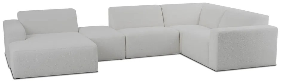 Divano angolare bianco in tessuto bouclé (a U) Roxy - Scandic