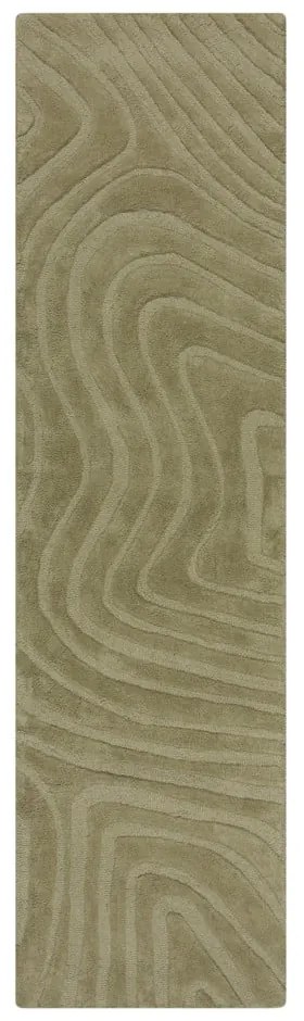 Passatoia in lana color kaki tessuto a mano 60x230 cm Mesmerise Sage - Flair Rugs