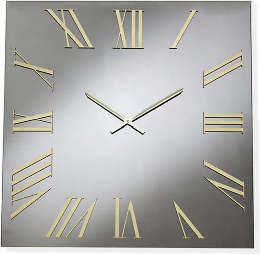Orologio quadrato in cristallo Fumč e numeri Oro 80x80 cm - ROGER