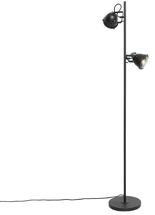 Lampada da terra industriale nera 2 luci - Emado