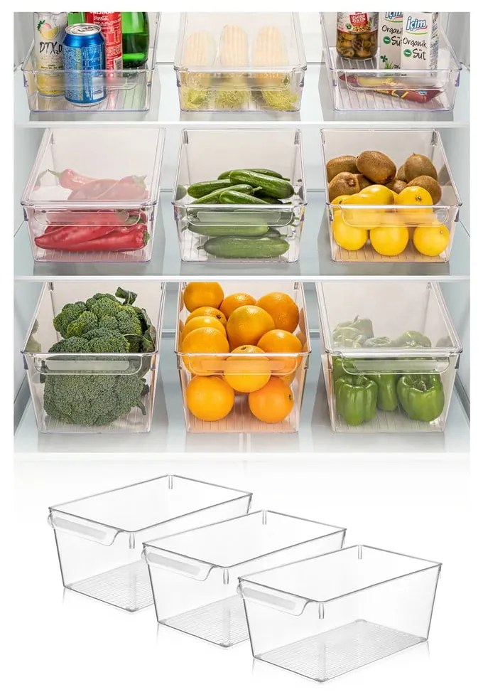 Organizer da frigo in plastica 3 pezzi - Hermia