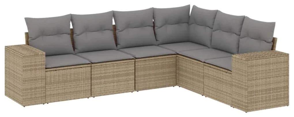 Set divano da giardino 6 pz con cuscini beige in polyrattan