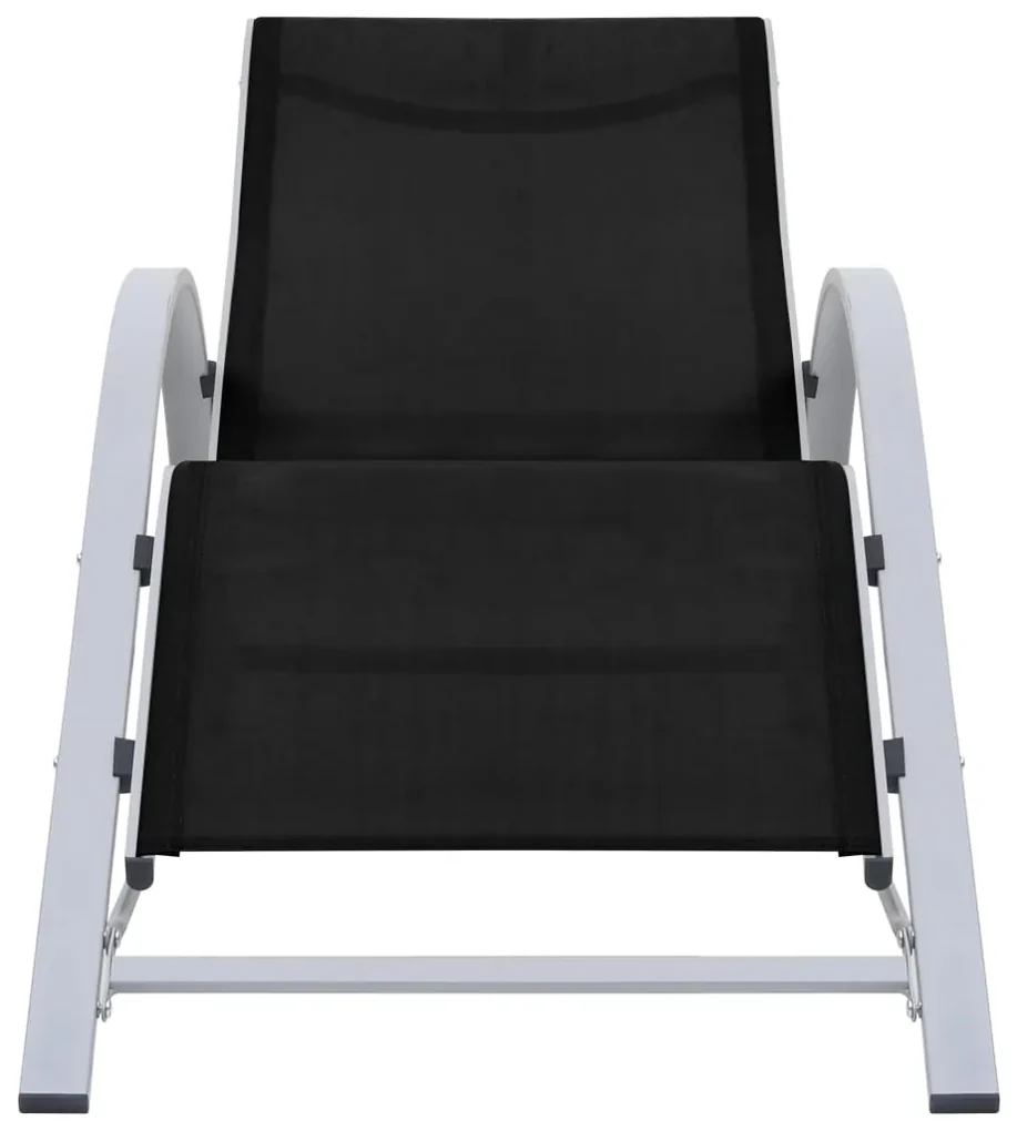 Lettini prendisole con tavolino 2 pz in alluminio nero