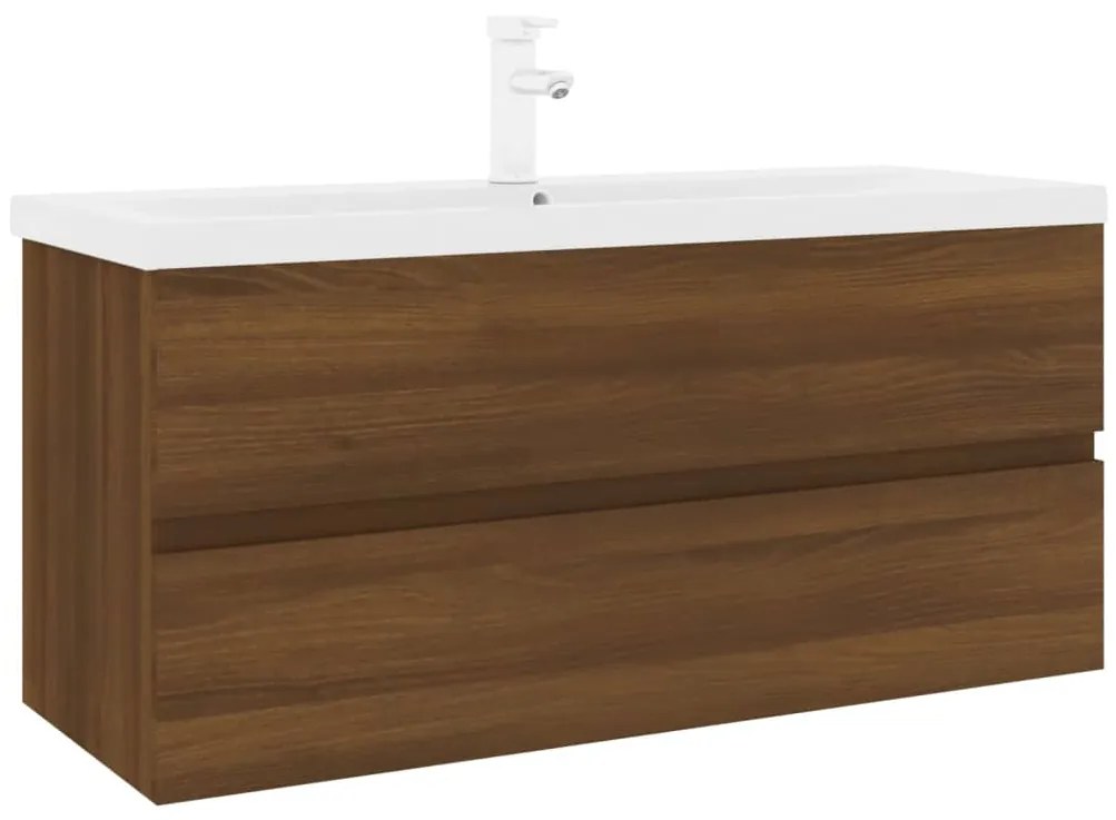 Mobile bagno lavabo integrato rovere marrone legno multistrato