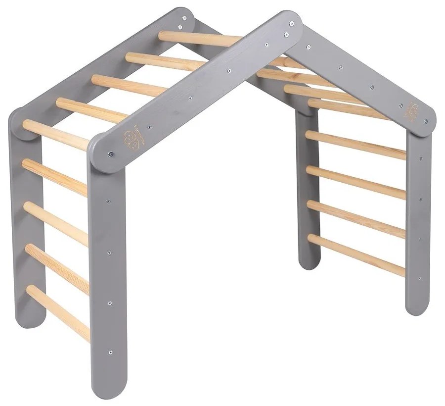 Pikler triangolo montessori grigio in pino massiccio 61x112x94 cm Montessori – Meowbaby