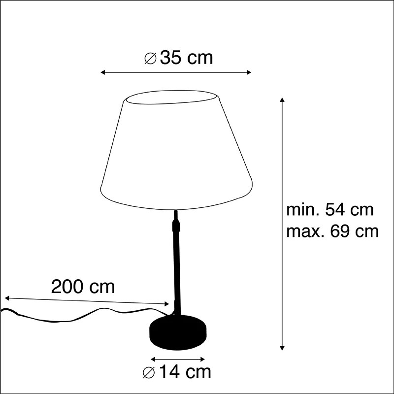 Lampada da tavolo nera con paralume plissettato crema 35 cm regolabile - Parte