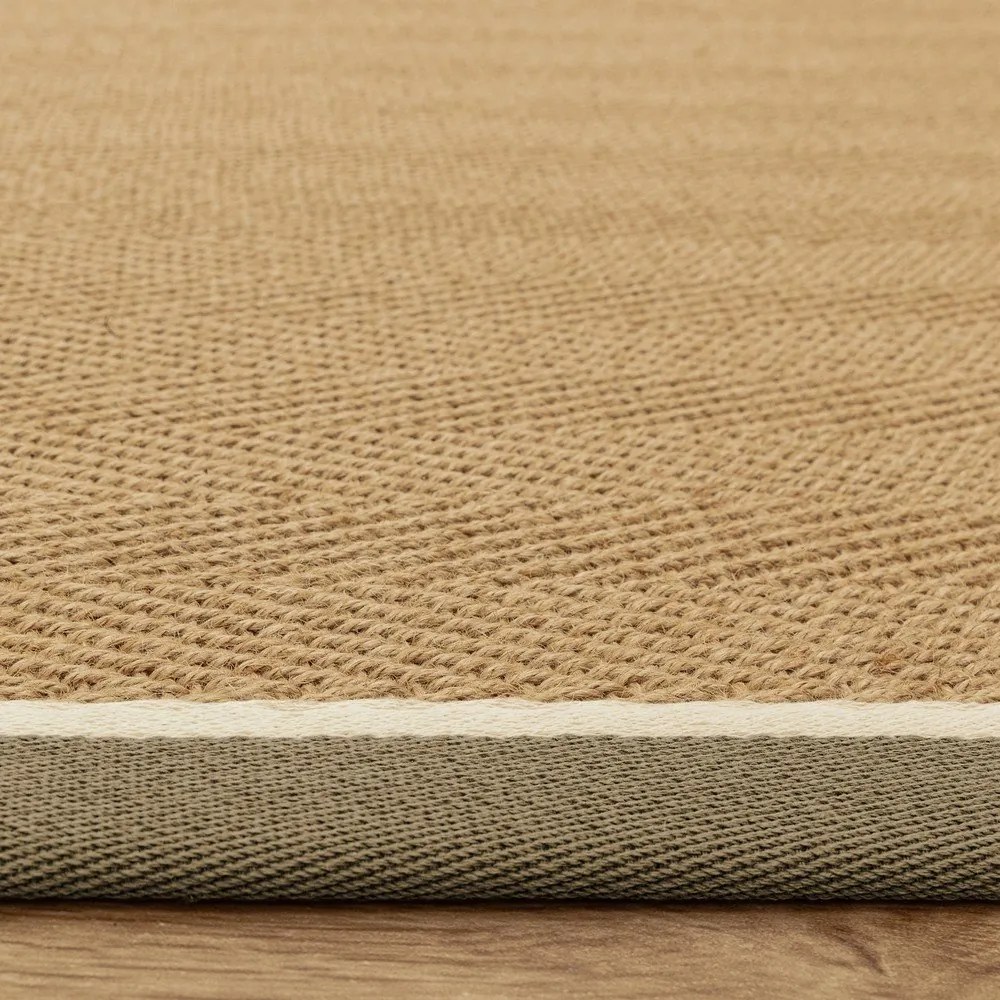 Tappeto in juta reversibile e tessuto a mano colore cachi e naturale 240x340 cm Bordo Herringbone Khaki - Asiatic Carpets